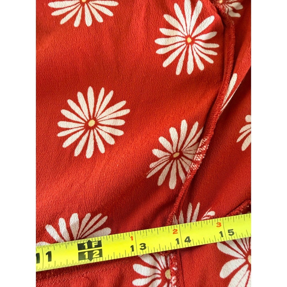 Madewell Red Daisy Print Ruffle Wrap Midi Dress XS Summer Fun Brunch Market - Picture 7 of 10